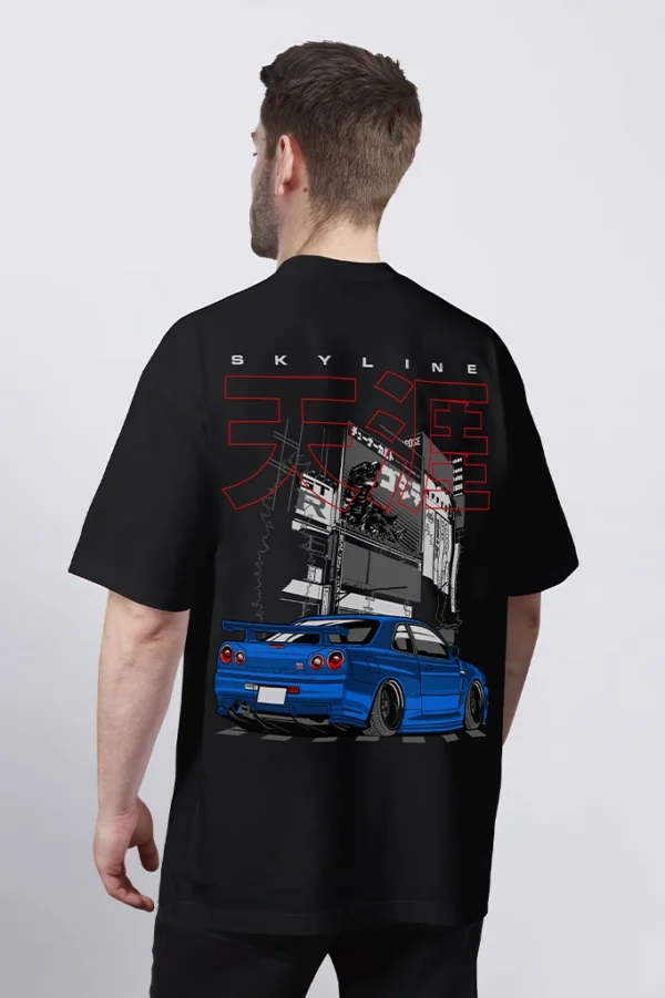 Skyline R34 Blue – Oversized JDM T-Shirt