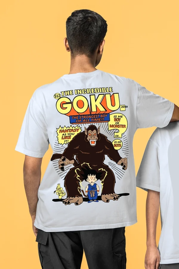 Strongest Boy White – Oversized Anime T-Shirt