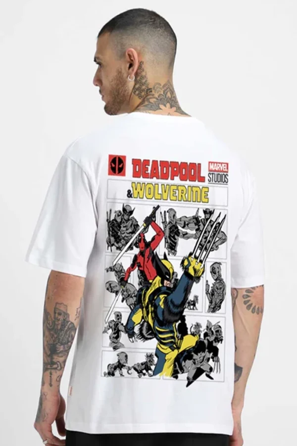 Team-Up Comic White – Oversized Graphic T-Shirt