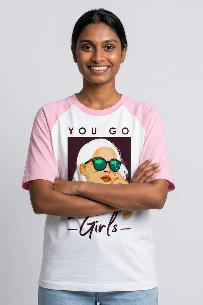 You Go Girls Raglan T-Shirt – Pastel Pink