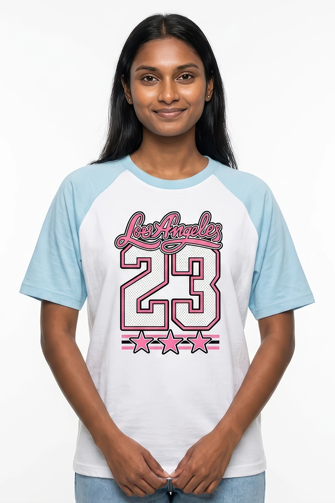 Los Angeles 23 Raglan T-Shirt – Pastel Blue