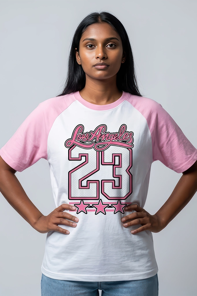 Los Angeles 23 Raglan T-Shirt – Pastel Pink