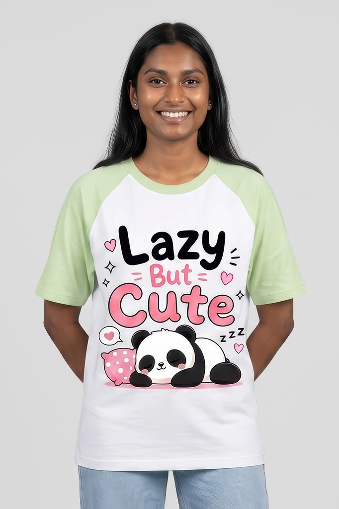 Panda Raglan T-Shirt – Pastel Green Sleeve