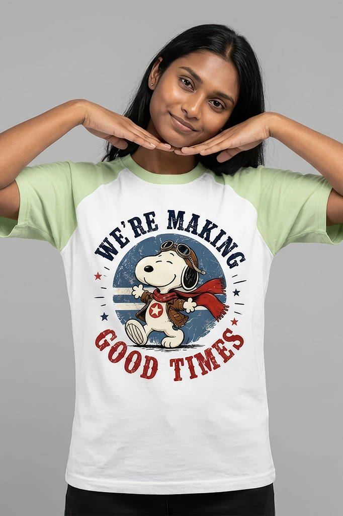 Snoopy Raglan T-Shirt – Pastel Green