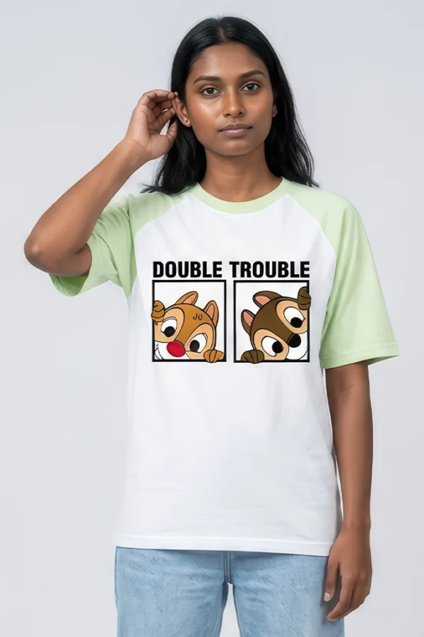 Chip and Dale Raglan T-Shirt – women's Disney print tee in pastel green