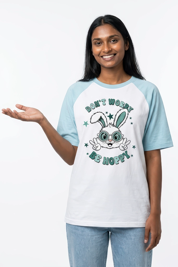 Be Hoppy Raglan T-Shirt – Pastel Blue