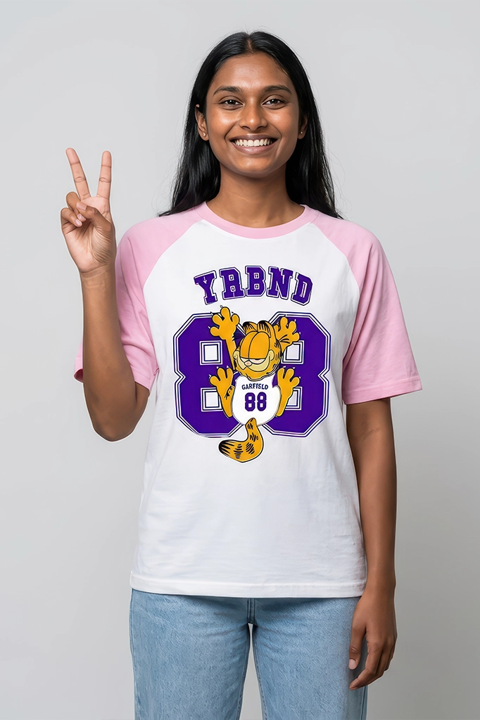 Garfield 88 Raglan T-Shirt – Pastel Pink Sleeve