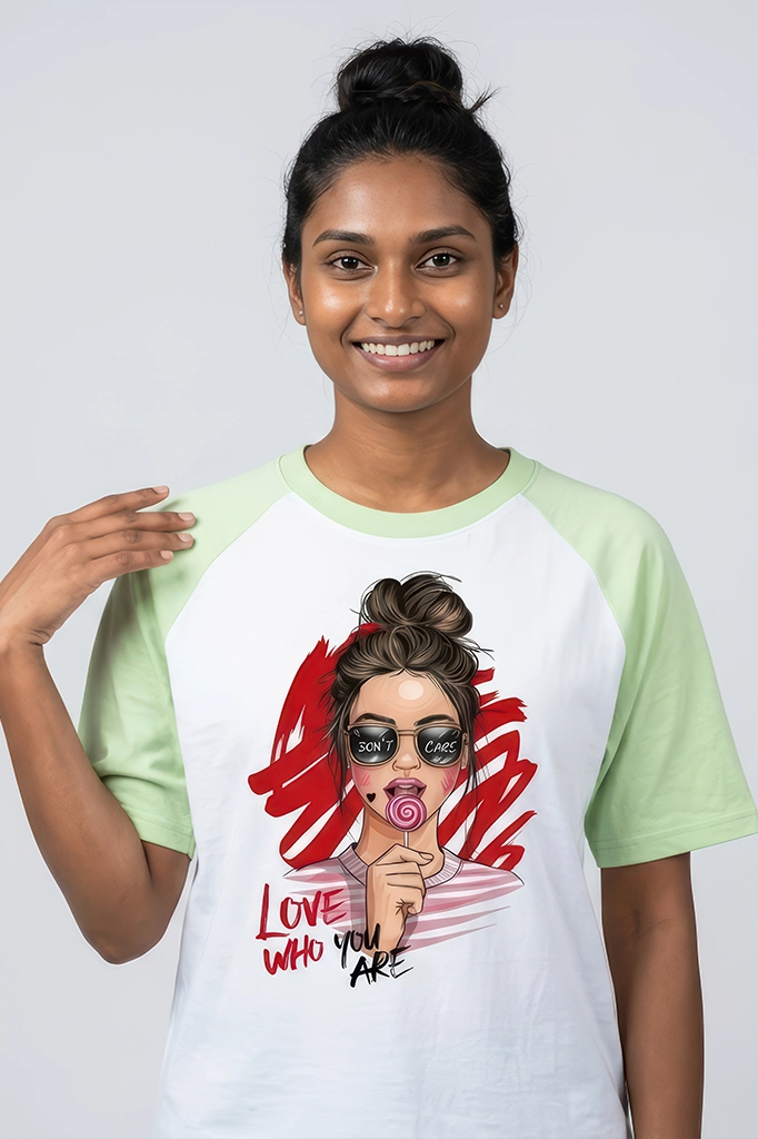 Love Who You Are Raglan T-Shirt – Pastel Green Sleeve