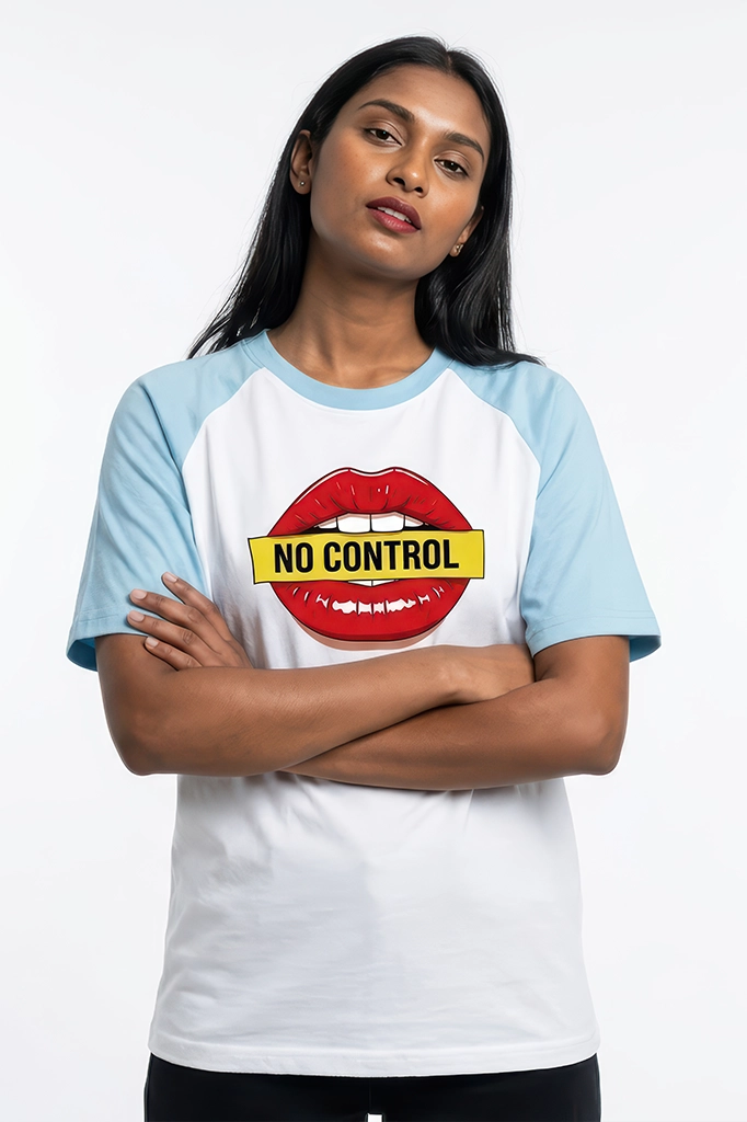 No Control Raglan T-Shirt – Pastel Blue Sleeve