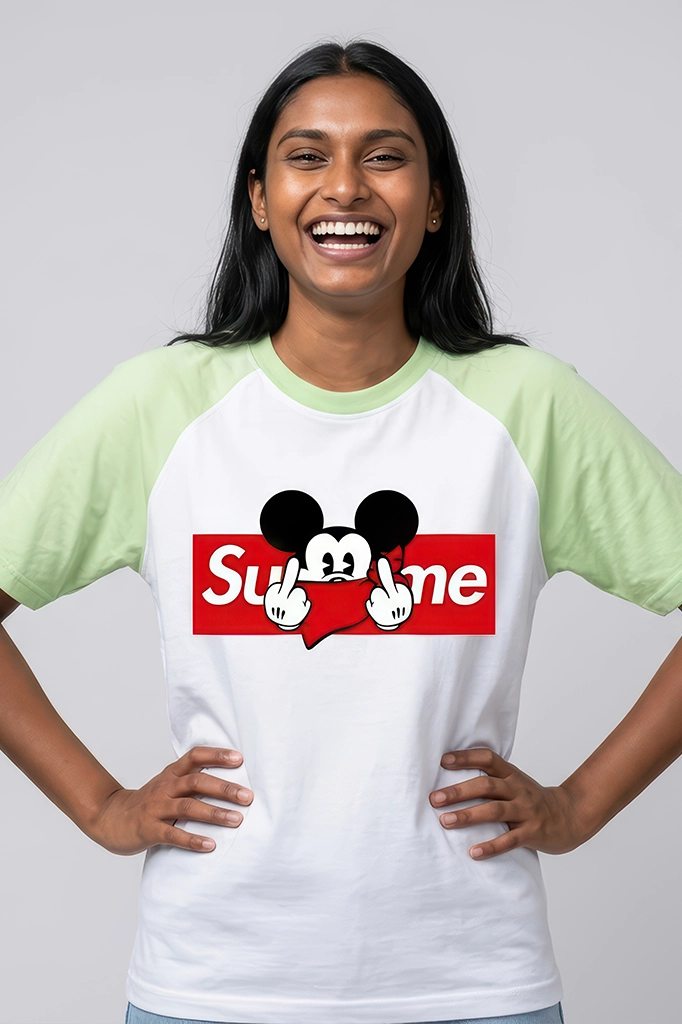 Mickey Box Logo Raglan T-Shirt – Pastel Green Sleeve